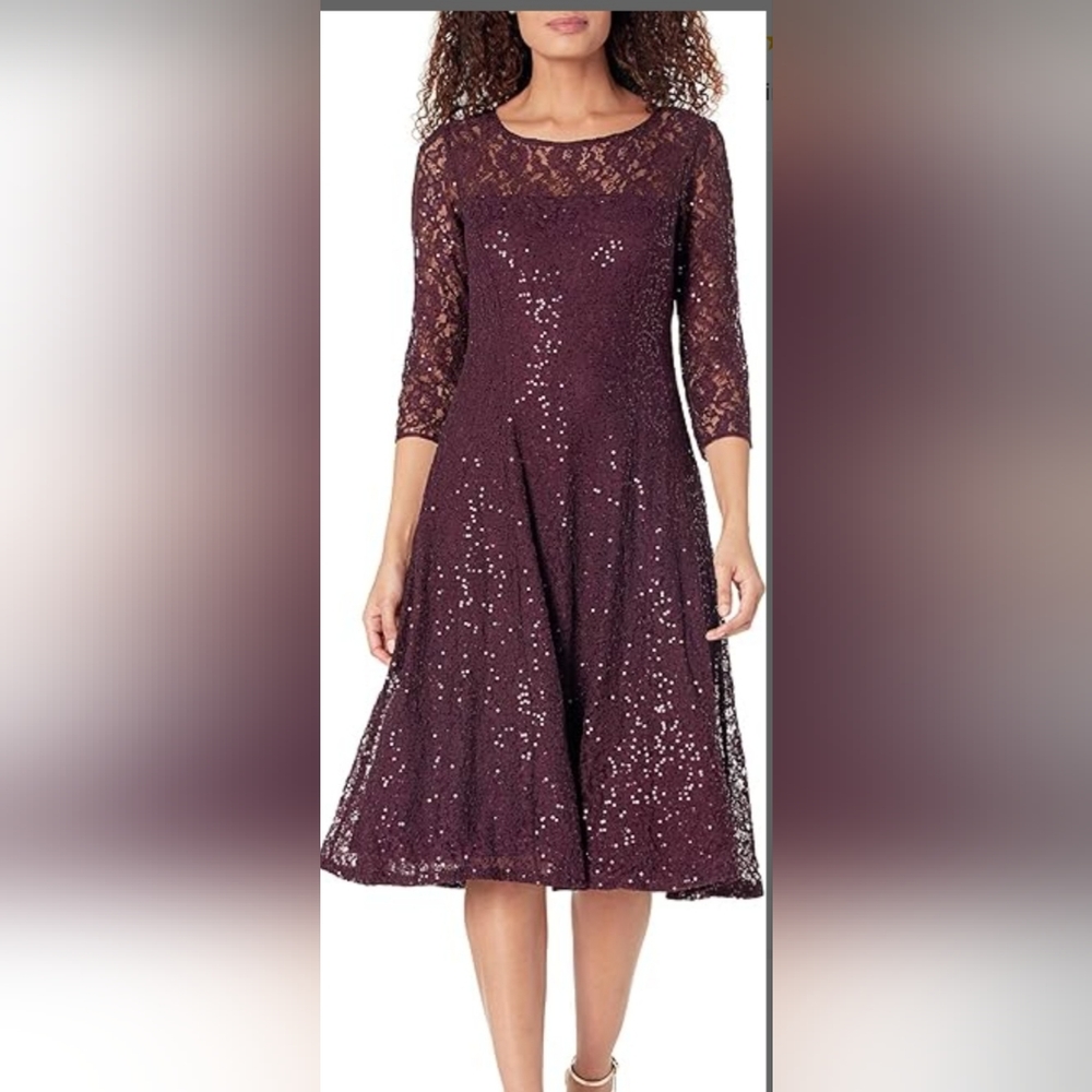 SLNY Sequined Cocktail Dress